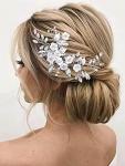 Latious Silver Flower Bride Wedding Hair Vine Rhinestone Bridal Hairpiece Crystal Headpieces Accessories for Women and Girls(5.9Inches) (A-Silver)