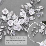 Latious Silver Flower Bride Wedding Hair Vine Rhinestone Bridal Hairpiece Crystal Headpieces Accessories for Women and Girls(5.9Inches) (A-Silver)