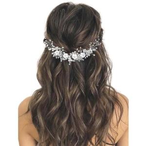 GORAIS Flower Bride Wedding Hair Vine Crystal Bridal Headpieces Pearl Hair Accessories for Women and Girls