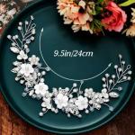 GORAIS Flower Bride Wedding Hair Vine Crystal Bridal Headpieces Pearl Hair Accessories for Women and Girls