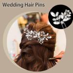 10 pcs Bride Hair Pins Rhinestone Bridal Hair Piece for Women Crystal Hair Accessories for Bride Bridesmaids Flower Girls(Silver)