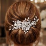 Casdre Crystal Bride Wedding Hair Comb Pearl Bridal Hair Piece Hair Accessories for Women and Girls (A Silver)