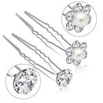 40 Pack Wedding Pearl Hair Pins for Bridal, Silver Pearl Rhinestone Hair Pins Wedding Hair Decorations Accessories for Brides Bridesmaids Women Girls