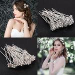 60 Pieces Bridal Hair Pins Accessories Pearl Rhinestone Flower U Shape Clips Jewelry Prom Hair Barrettes Decorations for Brides Bridesmaids Women