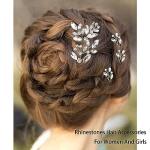5 Pieces Bride Hair Pins Rhinestone Bridal Hair Piece for Women Crystal Hair Accessories for Bride Bridesmaids Flower Girls(Silver)