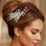 Casdre Crystal Bride Wedding Hair Comb Pearl Bridal Hair Piece Hair Accessories for Women and Girls (A Silver)