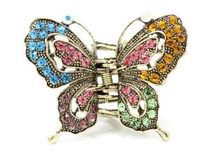 Metal hair claw rhinestones crystal elegant butterfly clip hair accessories B3