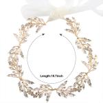 Wedding Hair Vine Crystal Rhinestones Golden Leaf Headband Bridal Accessories