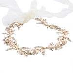Wedding Hair Vine Crystal Rhinestones Golden Leaf Headband Bridal Accessories