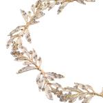 Wedding Hair Vine Crystal Rhinestones Golden Leaf Headband Bridal Accessories