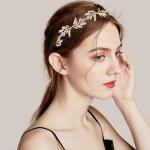 Wedding Hair Vine Crystal Rhinestones Golden Leaf Headband Bridal Accessories
