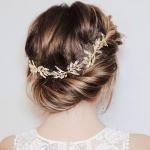 Wedding Hair Vine Crystal Rhinestones Golden Leaf Headband Bridal Accessories