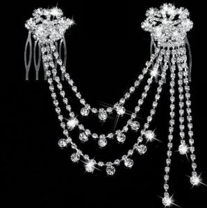 Wedding Bridal Crystal Hair Pins Comb Headband Head Chain Silver Flower Gift