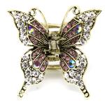 Metal hair claw jaw rhinestones crystal elegant butterfly clip hair accessories 