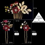 5 PCS Bridal Flower Wedding Hair Pins Crystal Pearl Headpiece Gold Wedding Hair