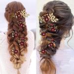 5 PCS Bridal Flower Wedding Hair Pins Crystal Pearl Headpiece Gold Wedding Hair