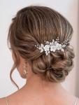 Flower Bridal Hair Comb Wedding Hair Clip Rhinestone Hair Accessories for Brides