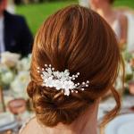 Flower Bridal Hair Comb Wedding Hair Clip Rhinestone Hair Accessories for Brides