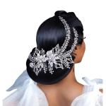 LOVFOIVER Wedding Head Pieces Crystal Bridal Hair Clips Women's Handmade Bridal Rhinestone Wedding Party Hair Accessories(Silver)
