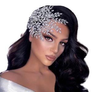 TRiXY Wedding Headband Bridal Hair Pieces Rhinestone Hair Accessories for Brides and Bridesmaids Party Headpieces for Women Silver HP438