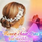 Catery Flower Bride Wedding Headband Silver Bridal Hair Vine Floral Headpiece Accessories for Women