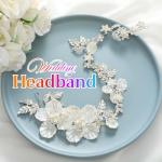 Catery Flower Bride Wedding Headband Silver Bridal Hair Vine Floral Headpiece Accessories for Women