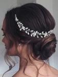 Asooll Bridal Pearl Headpieces Silver Crystal Hair Vine Rhinestone Wedding Hair Accessories for Women