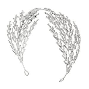 Coucoland Wedding Headpiece for Bride - Hair Jewelry Wedding Headband Tiara Leaf Headband Crown Tiara Bridal Silver Headpiece