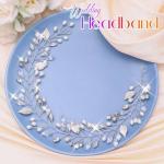 Catery Pearl Bridal Headband Silver Rhinestone Hair Vine Headpiece Wedding Hair Accessories for Brides