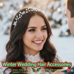 Asooll Bridal Pearl Headpieces Silver Crystal Hair Vine Rhinestone Wedding Hair Accessories for Women