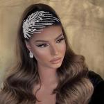 Eiaork Wedding Headband Crystal Bridal Headpiece Rhinestone Hair Accessories for Women Bride and Bridesmaids (188 Silver)