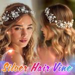 Unicra Silver Flower Bridal Headpiece Prom Wedding Hair Accessories Hair Vine for Brides and Women (Silver)