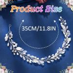 Catery Pearl Bridal Headband Silver Rhinestone Hair Vine Headpiece Wedding Hair Accessories for Brides