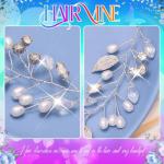 Catery Pearl Bridal Headband Silver Rhinestone Hair Vine Headpiece Wedding Hair Accessories for Brides