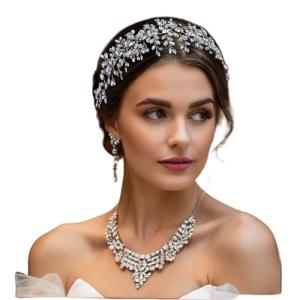 LOVFOIVER Rhinestone Bridal Headpiece for Wedding Hair Pieces Crystal Wedding Hair Accessories for Brides and Bridesmaid