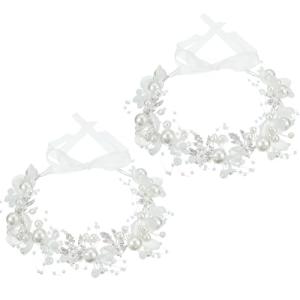 Retrowavy 2 Pcs Flower Girl Headpiece Rhinestone Crystal Wedding Headband Bridal Flower Headband for Girls Baby Hair (Silver)