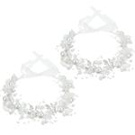 Retrowavy 2 Pcs Flower Girl Headpiece Rhinestone Crystal Wedding Headband Bridal Flower Headband for Girls Baby Hair (Silver)