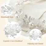 Retrowavy 2 Pcs Flower Girl Headpiece Rhinestone Crystal Wedding Headband Bridal Flower Headband for Girls Baby Hair (Silver)