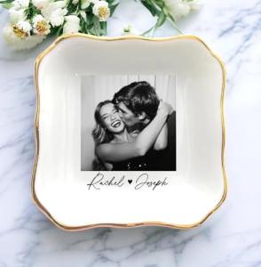 Chillever Custom Photo Ring Dish, Personalized Jewelry Holder, Picture Trinket Tray, Engagement Gift for Her, Wedding Keepsake Jewelry Dish, Memorial Gifts, Custom Couple Portrait Keepsake 3
