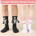 Jspupifip 2 Pairs Bride and Groom Socks, Wedding Socks with Magnetic Hands, Novelty Engagement Gift