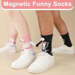 Jspupifip 2 Pairs Bride and Groom Socks, Wedding Socks with Magnetic Hands, Novelty Engagement Gift