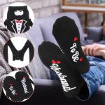 Jspupifip 2 Pairs Bride and Groom Socks, Wedding Socks with Magnetic Hands, Novelty Engagement Gift