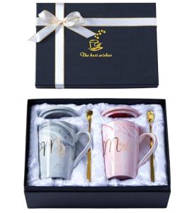 Luspan Wedding Gifts for Bride and Groom,Bridal Shower Engagement Gifts for Couples,Mr and Mrs Marble Coffee Mugs 14 Oz