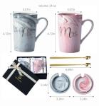 Luspan Wedding Gifts for Bride and Groom,Bridal Shower Engagement Gifts for Couples,Mr and Mrs Marble Coffee Mugs 14 Oz