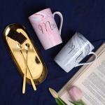 Luspan Wedding Gifts for Bride and Groom,Bridal Shower Engagement Gifts for Couples,Mr and Mrs Marble Coffee Mugs 14 Oz