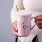 Luspan Wedding Gifts for Bride and Groom,Bridal Shower Engagement Gifts for Couples,Mr and Mrs Marble Coffee Mugs 14 Oz