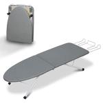 ZOES HOMEWARE Tabletop Ironing Board,Portable Iron Board with Iron Rest, Foldable Small Ironing Board with Heat Resistant Cover and 100% Cotton Pad, 31.5"x11.8"x7", Grey