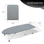 ZOES HOMEWARE Tabletop Ironing Board,Portable Iron Board with Iron Rest, Foldable Small Ironing Board with Heat Resistant Cover and 100% Cotton Pad, 31.5"x11.8"x7", Grey