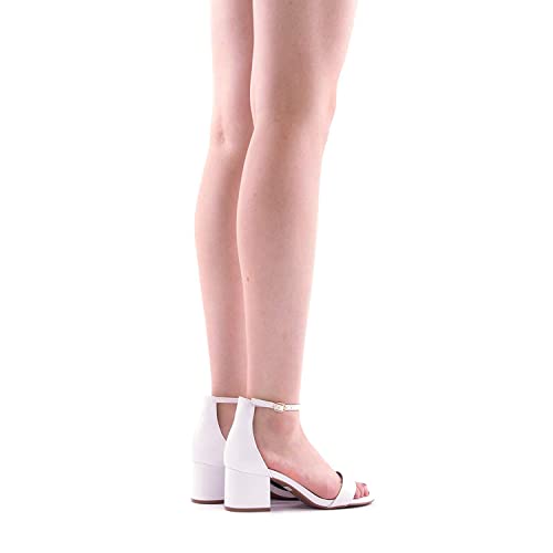 DREAM PAIRS White Low-Chunk Heel Sandal, Size 9