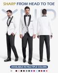 YND Men's 3 Piece Tuxedo Set with Bow Tie, Slim Fit One Button Shawl Lapel Suit Blazer Vest Pants, for Wedding Prom Dinners, Black Collar White